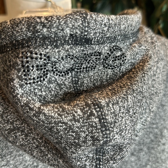 GUC BCBGMaxazia Grey/Blk Fleece Lined Bling Drawstring Hoodie, Small - Picture 4 of 12